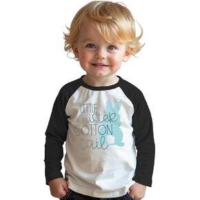 KEKEMI Toddler Infant Baby Boys Easter Shirts Funny Rabbit Letter T-Shirt Raglan Long Sleeve Tops Crew Neck Outfit Clothes
