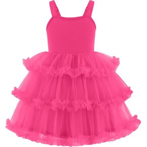 Arshiner Toddler Girls Tulle Dress Tiered Ruffle Fluffy Spaghetti Straps Tutu Dresses Summer Clothes 2-8 Years