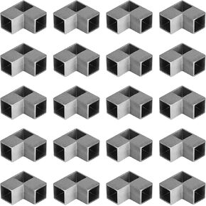 20 Pack 3 Way Corner Connector for 1 x 1 in. (25.4 x 25.4 mm) Square Tube, 90 Degree Die-Cast Aluminum Joint, Handrail Guardrail Fitting, Structural End Rails Clamps Chain Link Fence Part