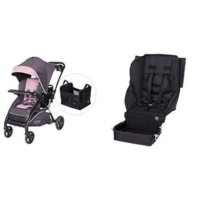 Baby Trend Sit N' Stand Shopper Plus, Cassis + Baby Trend Second Seat for Sit N’ Stand Shopper, Black