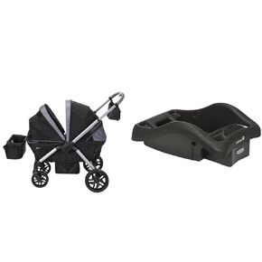 Safety 1st Summit Wagon Stroller fits 2 Kids with Removable Child Tray and 2 Cup Holders, High Street and onBoard 35 LT Adjustable Infant Car Seat Base