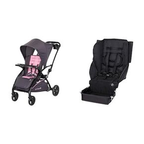 Bundle of Baby Trend Sit N' Stand® 2.0, Simply Pink + Baby Trend Second Seat for Sit N’ Stand Shopper, Black