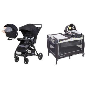 Baby Trend Passport Cargo Stroller, Fieldstone Grey and Lil' Snooze Deluxe II Nursery Center, Twinkle Twinkle Little Moon Bundle