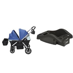 Safety 1st Summit Wagon Stroller fits 2 Kids with Removable Child Tray and 2 Cup Holders, Wave Runner + onBoard 35 LT Adjustable Infant Car Seat Base