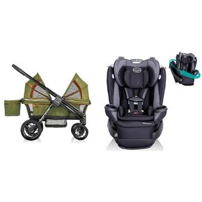 Evenflo Pivot Xplore All-Terrain Stroller Wagon & Revolve360 Extend Rotational Car Seat Bundle