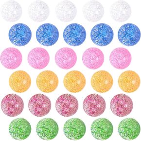 Pllieay 30PCS Glitter Bouncy Balls, 32mm 6 Colors Bouncy Balls Bulk for Kids, Rubber Ball for Party Favors, Classroom Prizes and Birthday