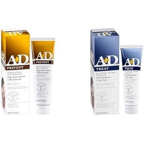 A+D Original Diaper Ointment + Cream 4 oz. Variety Pack - Prevents & Treats Rash, Moisturizing Skin Protectant with Vitamins A & D