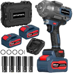 1300Nm 20V 1/2" 960Ft-lbs Brushless Impact Wrench with 2 x4.0Ah Battery, High Torque Pistola Llave De Impacto with 5 Sockets, Electric Power Impact Driver for Car Mower Truck