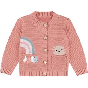 Baby Cardigan 100% Cotton Toddler Outwear Embroidery Rainbow Sun Warm Sweater Long Sleeve Knit Coats Boy Girl Clothes