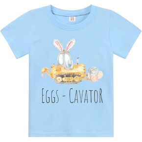 Easter T-Shirts Baby Boys Girls Short Sleeve Shirts Toddler Hip Hop Bunny Egg Tractor Graphic Tees Tops 2-7 Years