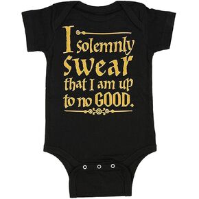 Harry Potter Unisex Baby Up To No Good One Piece Bodysuit - Black (6 Months)