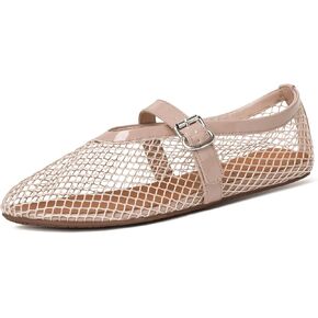 vivianly Mesh Ballet Flats Shoes for Women Flats Comfortable Dressy Round Toe Mesh Flats Fishnet Mary Jane Flats for Events Party Leisure