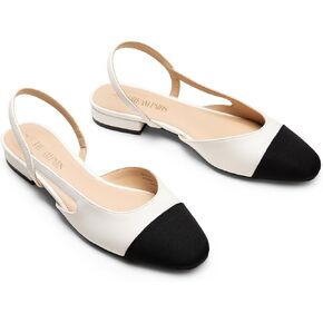 DREAM PAIRS Slingback Ballet Flats for Women Square Cap Toe Low Heel Dress Shoes Comfortable Work Flats for Office Party Wedding Business Casual