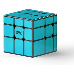 Qiyi Magnetic Mirror Cube 3x3x3 Speed Cube Magnets stickerless 3x3 Mirror Blocks Cube Different Shapes Cube with Titles (Blue)