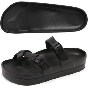 Scecocrs Women's Platform Flip Flops with Arch Support, Eva Lightweight Chunky Slide Sandals for Women, Fashion Comfort Summer Beach Sandal with Adjustable Buckle, Sandalias De Plataforma Para Mujer in Saudi Arabia