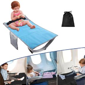 Toddler Airplane Bed, Airplane seat Extender for Kids,Kids Airplane Seat Extender Travel Bed,Airplane Must Have for Toddlers,Portable Baby Diaper Changing Pad, Kids Plane Footrest (Blue)