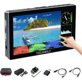FEELWORLD P6X+Battery+Charger+Carry Case 5.5 Inch 1000nits 4K HDMI Aluminium Touch Screen DSLR Camera Field Monitor 3D LUT FHD 1920x1080 Input Output Type-c Input