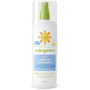 Babyganics SPF 50 Mineral Baby Sunscreen Spray, Unscented | UVA UVB Protection | Octinoxate & Oxybenzone Free | Water Resistant, Value Size, 8oz