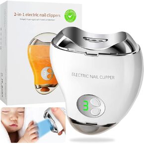 Electric Nail Clipper with 3 Speed Levels, Automatic Nail Clipper with Nail Clip Storage and LCD Digital Display, USB Rechargeable, 2 in 1 Portable Fingernail Trimmer for Kids,Adult