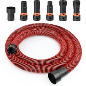 10FT Vacuum Hose Extension with 6 Adapter Attachments,Fits 1-1/4" Vacuum Cleaner Hose,Multi-Size Fittings 0.9" to 1-3/4",Universal Shop Vac Accessories (Please Confirm Hose Size Compatibility)
