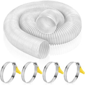 Makerfire 2-1/2" x 10' Heavy PVC Dust Collection Hose, Flexible Clear Puncture Resistant PVC Fume Collector Hose with 4 Pcs Carbon Steel Wire Coil for Dust Collection Systems, 2 1/2" Ports