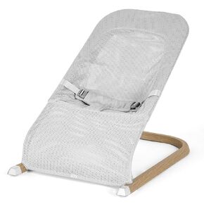 SeedFuture Baby Bouncer, Portable Baby Bouncer Seat for Babies 0-12 Months with Wood Grain Base Natural Vibrations, Grey