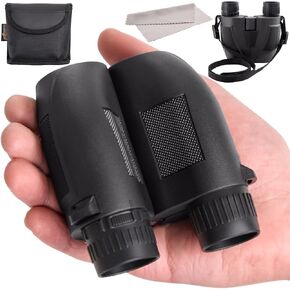 GORILLA GRIP 10x25 Compact Binoculars for Adults with Strap, Superior High Powered Clear 10X Magnification, Lightweight, Night Vision, Bird Watching, Hunting, Stargazing, Adjustable Eye Cups, Black