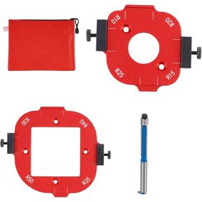 2 Pcs Router Corner Radius Template Router Radius Jig Aluminum Alloy Router Templates R10-R50 Use for Woodworking Router Corner Jigs with Router Table with Trimming Cutter and Storage Bag (Red)