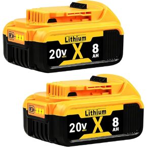 Replacement for Dewalt 20V Max Battery: 8.0Ah Lithium Batteries Compatible with Dewalt Battery DCB208 DCB200 DCB206 DCB205 DCB204 DCB203 DCB180 Cordless Power Tools, 2 Pack