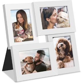 4x6 Collage Picture Frames Made of High Definition Glass, Picture Frames Collage Wall Decor, Set of 4 Wall Hanging or Tabletop, Black