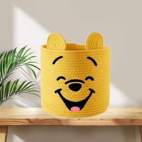 Classic Winnie Storage Box Nursery Basket Cotton Rope Laundry Hamper Bin Collapsible Storage Container For Bathroom and Bedroom Stuff Clothes Toys Baby Items