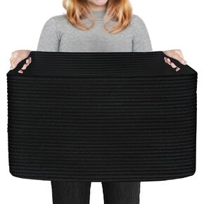 Extra Large Storage Basket, 22" X 17" X 12" Rectangle Woven Cotton Rope Dirty Clothes Basket for Laundry, Wicker Kids Toy Organizer Storage Bins, Grey Blanket Storage for Living Room