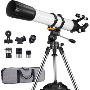 CVLIFE 90mm Aperture 800mm Professional Telescope for Adults High Powered, Refractor Telescope for Astronomy Beginners with Stainless Steel Tripod, Phone Adapter and Carry Bag