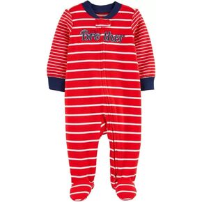 Carter's Baby Boys' Cotton Zip-up Sleep N Play Red/Stripe Little Bro Months