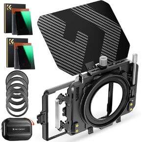 K&F Concept DSLR Camera Matte Box + Square ND1.5 + Square ND1.2 (3 Pack) 4'' x 5.65'' Cinema Neutral Density Filters Kit for 67/72/77/82/95mm Lenses
