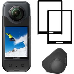 Screen Protector for Insta360 ONE X3 + Black Rubber Sleeve Silicone Protective Case for Insta 360 ONE X3 Action Camera Accessory