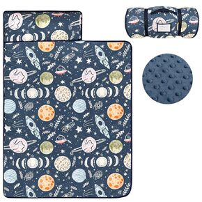 TANOFAR Toddler Nap Mat with Pillow and Plush Blanket, Ultra Soft Toddler Sleeping Mat for Boys Girls, Thickened Extra Large Kids Nap Mat Fits Ages 2-6 Years (Pink Castle)