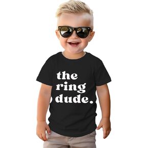 BOUTIKOME The Ring Dude Shirt Toddler Baby Boys Ring Bearer T-Shirt Wedding Tees Bridal Party Short Sleeve Top Summer Clothes