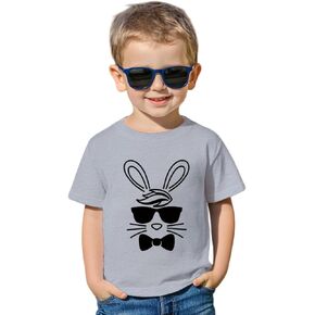 Toddly Boy Girls Easter Shirts Funny Bunny Face T-Shirts Kids Cotton Short Sleeve Tee