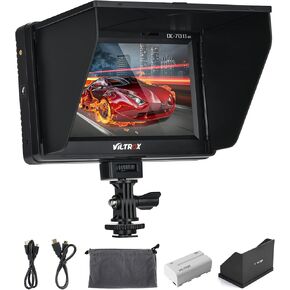 VILTROX DC-70 II 7 inch Camera Field Monitor, 4K HDMI AV Input/Output Camera Video Monitor Kit with Sunshade Hood/Battery, Peaking Focus Assist Filming Video Monitor for DSLR Cameras Camcorder