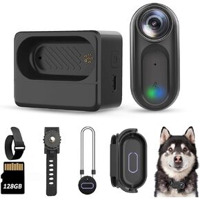 Mini Body Camera 128GB 1080P Wi-Fi Action Cam with Charger Case- Small Wearable Thumb POV Portable Video Recorder - Waterproof Underwater Camcorder - Cap Mount Sport DV for Cycling Pet Vlogging