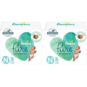 Pampers Pure Protection Diapers Size 0, 76 Count - Disposable Diapers (Pack of 2)