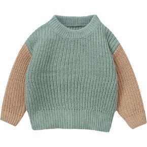 Infant Baby Autumn Winter Knit Sweaters Long Sleeve Round Neck Contrast Color Knitwears Cute Newborn Clothes