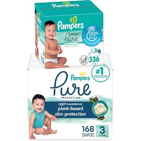 Pampers Pure Protection Disposable Baby Diapers Size 1, 198 Count with Aqua Pure Baby Wipes, 6X Pop-Top Packs (336 Count)