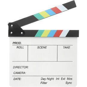 YOKIVE Movie Film Clapboard, Wooden Clapboard | Director Clapper Slate Cut Action Scene, Great for Camera Film, Photography Studio, Theater Props Decor (Multicolor, 12 x 10.6)