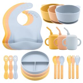 Silicone Baby Feeding Set 21 Pcs, Baby Led Weaning Supplies, Baby Feeding EatincSupplies Set BPA Free, Baby Essentialsfor Newborn Gift Mixed