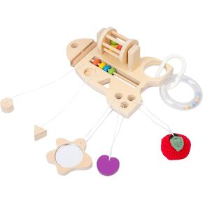 Adena Montessori Baby Rocket Pull String Toy Infant Mirror Toys for 6-18 Months Babies