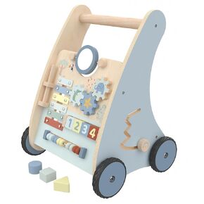 Pink Wooden Push Pull Sit to Stand Walker - Adjustable Learning Activity Center - Baby Learning to Walk - Educational Gift for Toddler Boy or Girl