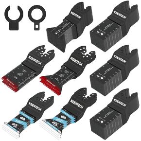 KEENTECH Oscillating Tool Blades 100 PCS for Wood Metal Plastic Drywall, Quick Release Multitool Blades Kits with Carbide Teeth & Japanese Teeth Oscillating Tool Blades for Fast & Precise Cut