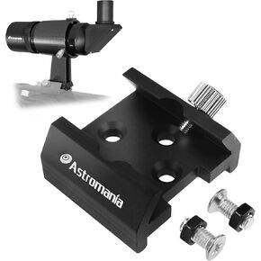 Astromania 9x50 Angled Finder Scope with Upright and Non-Reversed Image - Bundle with - Dovetail Mounting Base with 4 Holes for M4 Screws